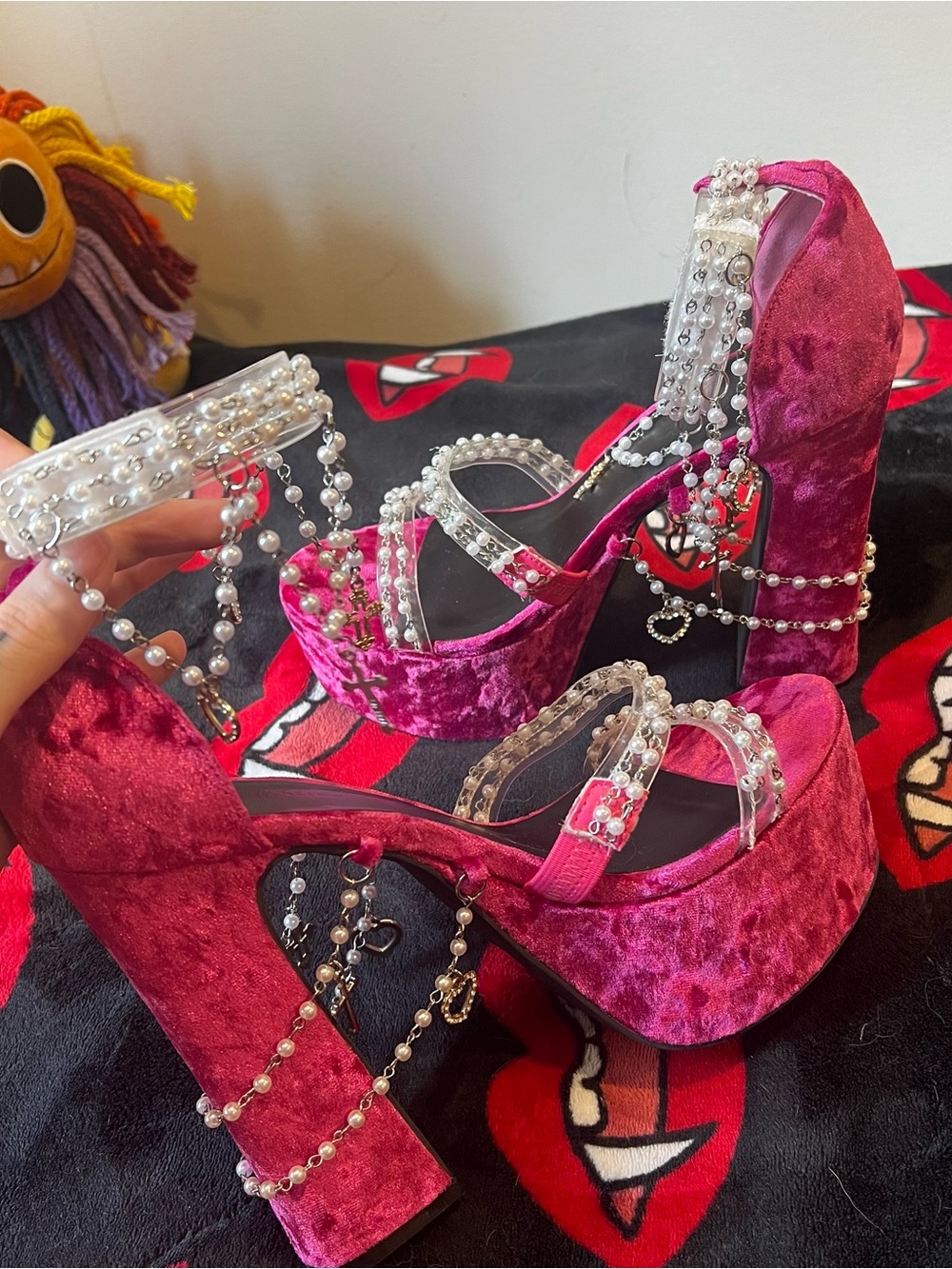Sugar Thrillz x Dolls Kill - Holy Revelation Platform Heels - Magenta - Picture 5 of 9